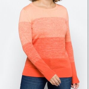 Market & Spruce Ombre Peach-to-Coral Crewneck Sweater